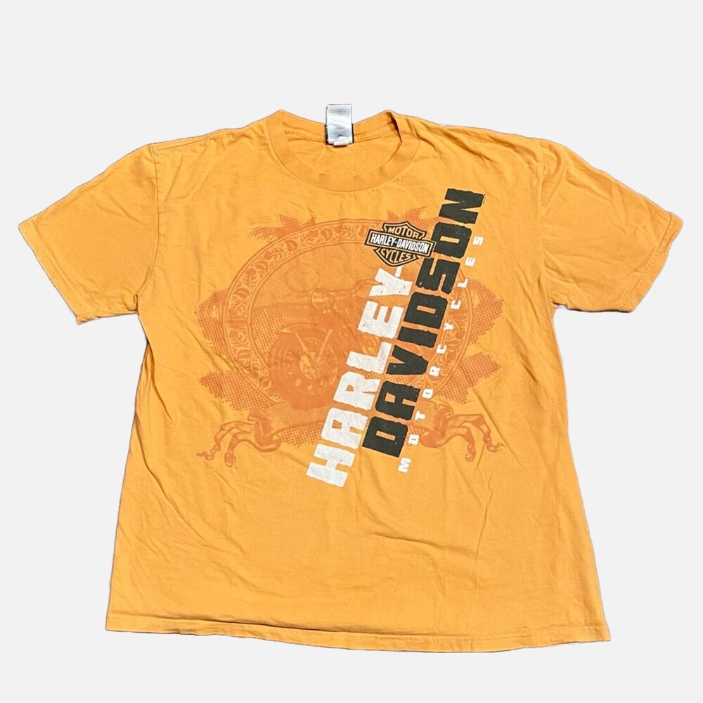 Vintage Harley-Davidson Mens Gold Bradenton, FL Graphic Nature Motorcycles XL